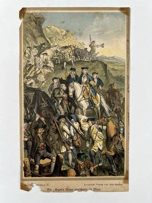 Antique German Print Prince Eugene’s Army Crosses the Alps - Otto Spamer 8x5” - Image 1 of 4