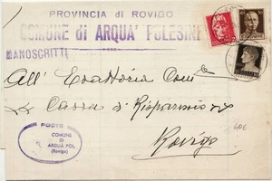 3228 01 ARQUA POLESINE X ROVIGO - LUOGOTENENZA - IMPERIALE L2 CENT 10 E 30 - Picture 1 of 1