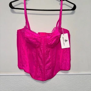 Women's Aenlley Corset Top Hot Pink Lace Size 2XL Plus Lingerie Party New NWT - Picture 1 of 13
