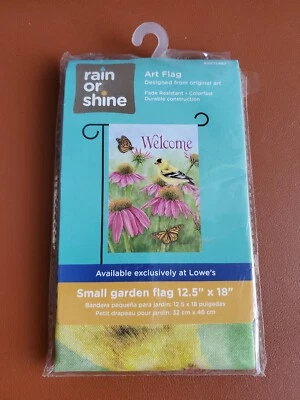 Rain or Shine 小花园旗欢迎黄鸟 12.5 英寸 x 18 英寸全新带包装 — 第 1/4 张图片