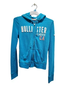 Hollister Women's Size S Blue Logo Graphic Full Zip Hoodie Pockets - Bild 1 von 14
