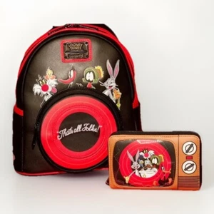 Looney Tunes - That’s All Folks Backpack & Zip Around Wallet by Loungefly - Picture 1 of 1