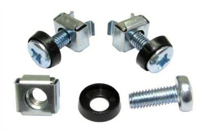 Set of (24) M6 Rack Mount Cage Nuts, Bolts w/ Nylon Washers(Square Clips Server) - Image 1 of 2