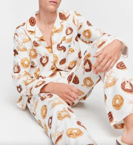 NEW PETER ALEXANDER BAMBOO FLANNELETTE KRISPY KREME DOUGHNUTS PJ SET L RRP$139 - Picture 1 of 4