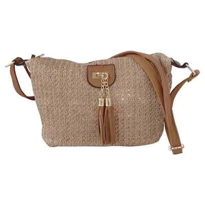 Women's Straw Crossbody Bag with Tassels – Woven Summer Beach Handbag C8165 - Picture 1 of 32