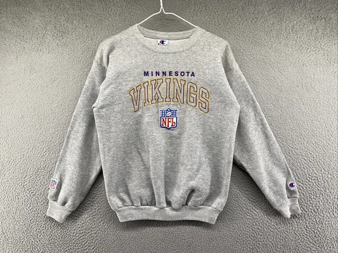 Vintage Champion Minnesota Vikings Embroidered Sweatshirt in Youth Size Large Cover