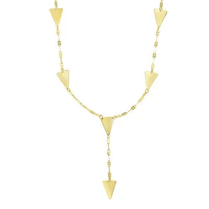 14k Yellow Gold Triangle Anchors Oval Link Chain Drop Necklace - Picture 1 of 1
