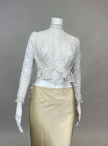 Antique Victorian 1890s 1900s Edwardian white cotton blouse shirt with lace - Picture 1 of 24