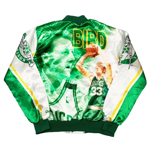 Vtg Rare NBA Boston Celtics Larry Bird Chalk Line Fanimation Jacket. Mens Large Cover