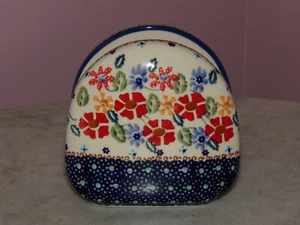 Polish Pottery Napkin Holder! UNIKAT Signature Drewbie Pattern! - Picture 1 of 3