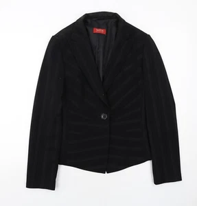 Taifun Womens Black Striped Polyester Blend Blazer Size 10 - Picture 1 of 10