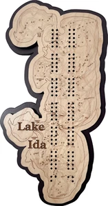 Lake Ida Map Cribbage Board - Lake Decor - Picture 1 of 1