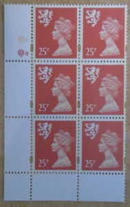 1995 Scotland 25p Salmon Pink OFNP(C)/PVAl Cyl Q9 Q9 A(r) Ellipse Zylinderblock - Bild 1 von 2