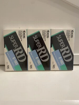 Cinta de video en blanco Excel Super RD E-180 nueva y sellada. VHS. 3 piezas Foto 1 de 4