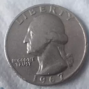1967 WASHINGTON QUARTER NO MINT MARK GOOD CONDITION, "UNITED" ON REVERSE LIGHT - Picture 1 of 6