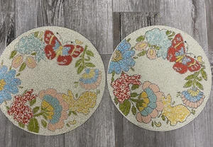 X2 RACHEL ZOE Primavera/Pascua CONEJITOS/FLORES Manteles/Cargadores con Cuentas Nuevo con Etiquetas - Imagen 1 de 5