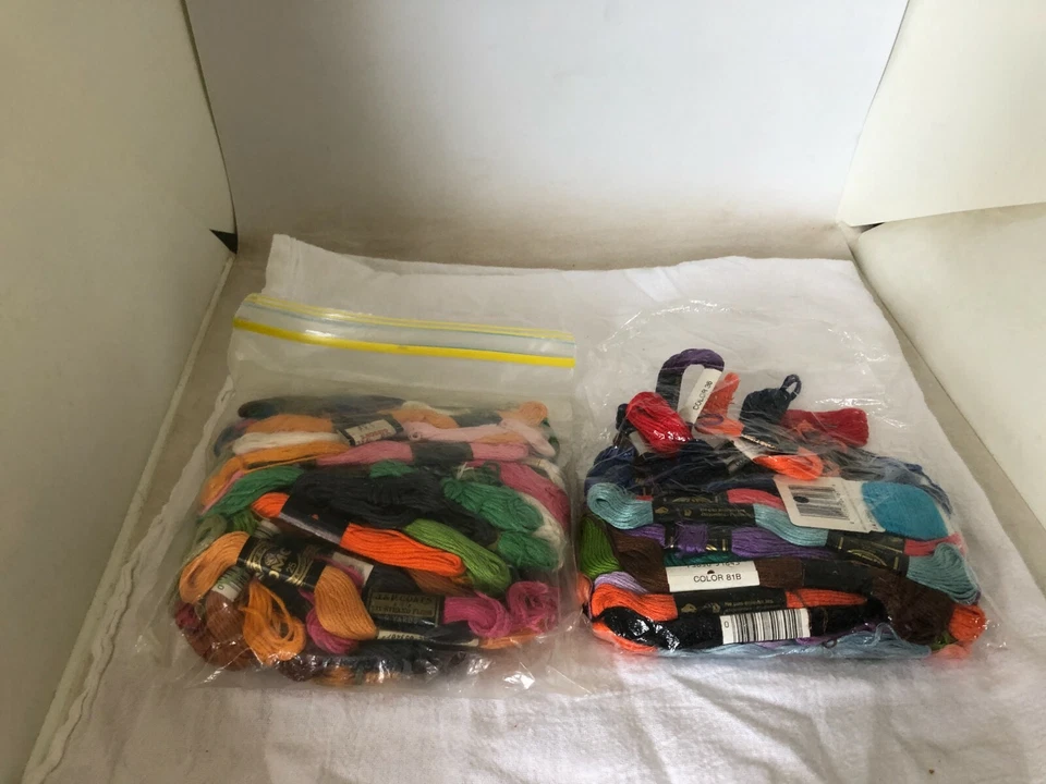 Lot of 98 Vintage  Embroidery Floss Thread Skeins Some New Some Partly Used - Image 1 of 4