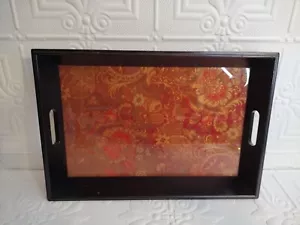 Lovely Pottery Barn Wooden Gls Decorative Floral Umber Bed Coffee Table Tray - Picture 1 of 21
