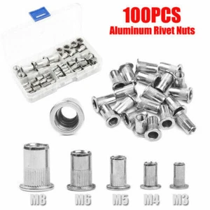 Juego de tuercas de remache de aluminio 100 piezas M3-M8 surtido tuerca de remache ciega tuercas de remache - Imagen 1 de 11