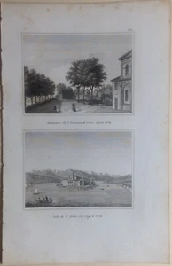 Stampa antica Santuario S.Francesco Orta Isola S.Giulio Lago Orta Audot 1837 - Imagen 1 de 3