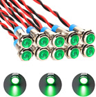 Pack 10 Luces LED Verde Indicadoras de Metal 6mm 110V-220VAC Lámparas de Señal