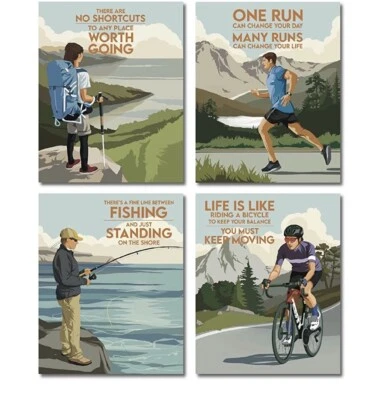 Wall Art Motivational Decor Nature Outdoor Quotes Inspiration Gift 8x10 Set Of 4 - Image 1 of 4