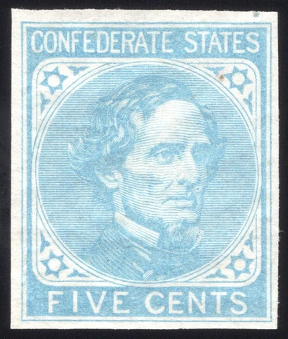 Confederate States, CSA #6 5¢ Light Blue, Mint-OG-NH, GEM Extremely Fine Cover