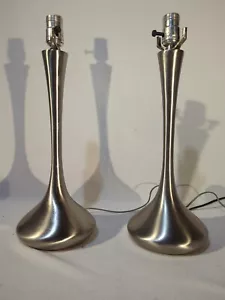 Mid-Century LAUREL Lamp Co. Brushed Metal PAIR of Genie Lamps - Picture 1 of 11