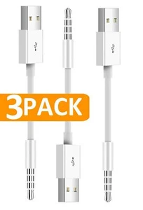 for iPod Shuffle Cable, 3-Pack 3.5mm Jack Plug Adapter to USB Power Charge USB - Picture 1 of 7