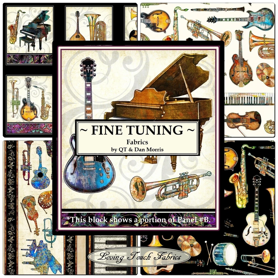 QT & DAN MORRIS "FINE TUNING" MUSIC INSTRUMENTS FABRICS - Image 1 of 1