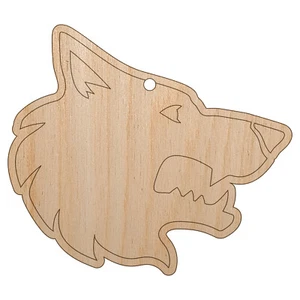 Wolf Head Side Profile Unfinished Craft Wood Holiday Christmas Tree DIY Ornament - Picture 1 of 7