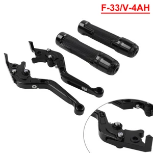 Black Extendable Brake Clutch Levers Handlebar Grips Sets For Honda CBR1000RR - Picture 1 of 10