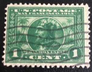 US Scott 401, 1914 Vasco Nunez de Balboa, 1c grün, gebraucht, sehr schön - Bild 1 von 3