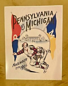 Vtg College Football Poster 11x14 Pennsylvania vs Michigan Nov 17 1906 Repro