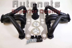 Cabezales cortos abrazadores Black Street Hot Rat Rod ajuste ajustado bloque pequeño Chevy SBC - Imagen 1 de 3