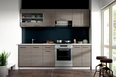 TOP KÜCHE DAVE 240 CM KÜCHENZEILE KÜCHENBLOCK – EICHE SONOMA TRÜFFEL NEU & OVP - Bild 1 von 4