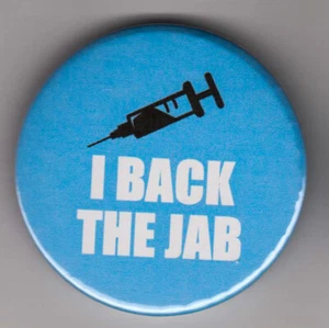I Back the Jab pin badge : Show support for vaccination with pandemic button - Picture 1 of 1