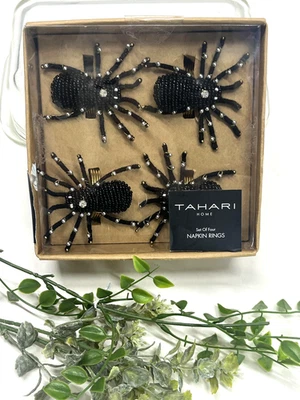 Juego de 4 servilletas Tahari Home araña metal estampado animal decoración Halloween  Foto 1 de 4