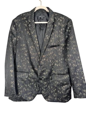 Blazer Retro Metálico Floral Negro 2X Año Nuevo Festivo Vacaciones Brillante Clásico Chic Años 80 Foto 1 de 4