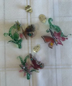 Heirloom Ornaments Christmas Butterfly Rainbow #2 Set Of 3. Hand blown Glass - Picture 1 of 13