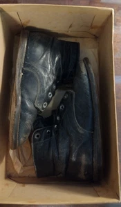 Vintage Black Leather High Top Baby Toddler Shoes - Picture 1 of 9