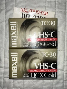 Maxell TC-30 VHS-C Premium High Grade HGX-Gold 2 Pack VHSC Cassette Tapes New - Picture 1 of 3