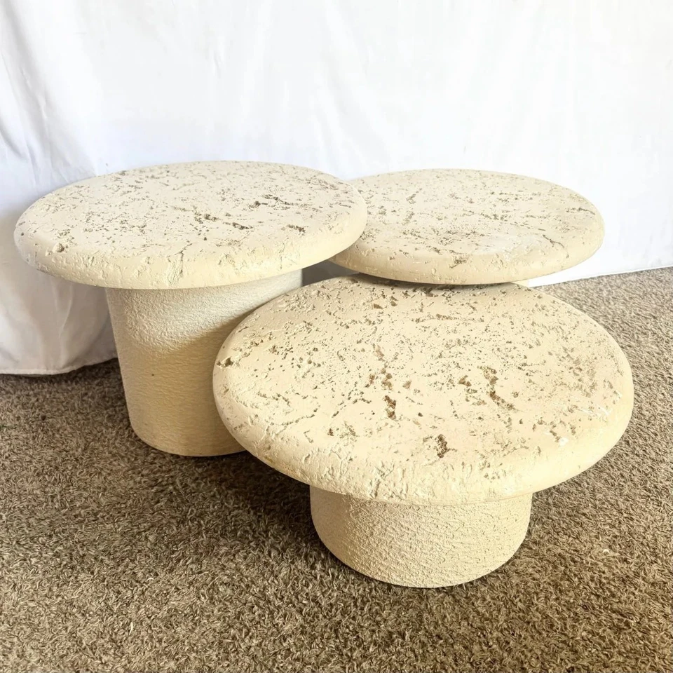 Mesas auxiliares posmodernas de imitación de setas de coquina - Juego de 3 Foto 1 de 1