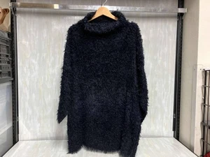 Pleats Please Issey Miyake High Neck Shaggy Knit Navy Black Size 4 - Picture 1 of 8