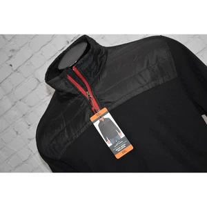 Eddie Bauer Fleece Shirt 1/4 Zip Pullover Mens Size 2XL Black With Pockets NEW  - Picture 1 of 8