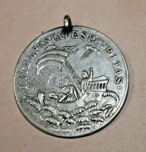 Medaille, Hl. St. Georg und der Drache, Silber, Anhänger, Ø 32,5 mm, Kettenöse - Bild 1 von 2
