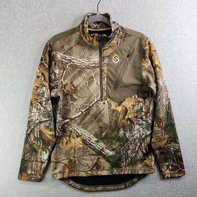 Scentlok Shirt Mens S Realtree Camo 1/4 Zip Fleece Lined Double Elbow Long Tail - Image 1 of 4
