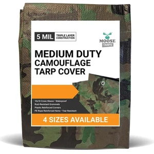 Poly Tarp Cover Camouflage 6x8 Water Resistant Camping Boat 5 Mil Tarpaulin - Picture 1 of 7