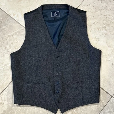 J Crew Vest Mens XL Grey Wool Waistcoat Tweed Herringbone Classic Preppy Office - Image 1 of 4