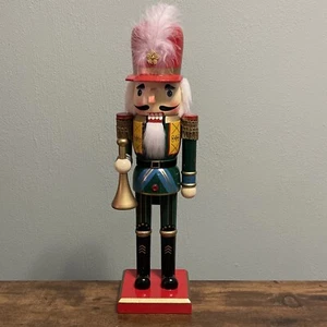 Vintage Multicolor Nutcracker W/ Horn 14” Christmas Holiday Music Winter - Picture 1 of 10